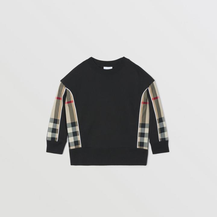 Burberry Burberry Childrens Check Panel Cotton Sweatshirt, Size: 10y