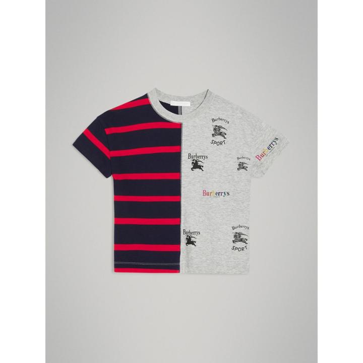Burberry Burberry Archive Logo Print Striped Cotton T-shirt, Size: 14y, Red
