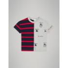 Burberry Burberry Archive Logo Print Striped Cotton T-shirt, Size: 14y, Red