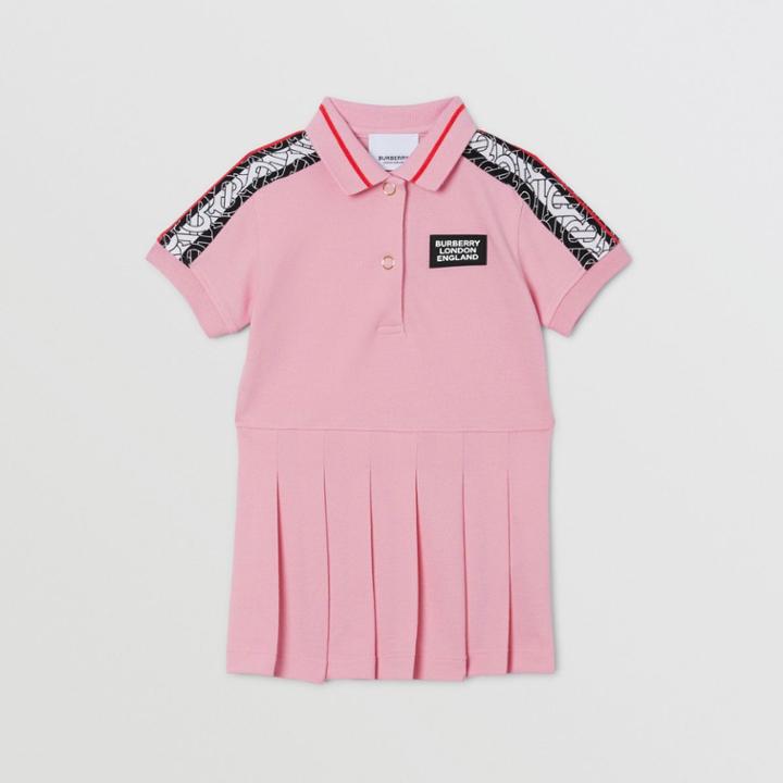 Burberry Burberry Childrens Monogram Stripe Print Cotton Piqu Polo Shirt Dress, Size: 2y, Pink