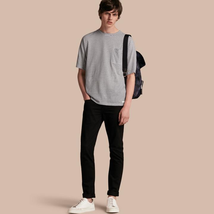 Burberry Burberry Striped Cotton Linen T-shirt, Size: M, White