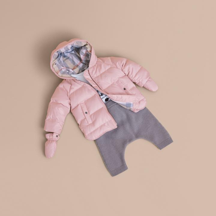 Burberry Burberry Hooded Down-filled Puffer Jacket With Mittens, Size: 3m, Pink