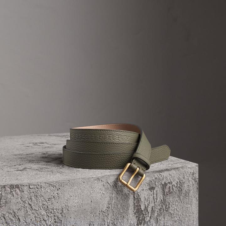 Burberry Burberry Embossed Leather Belt, Size: 100, Green
