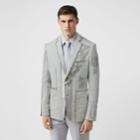 Burberry Burberry English Fit Crystal Embroidered Technical Linen Jacket, Size: 36, Grey