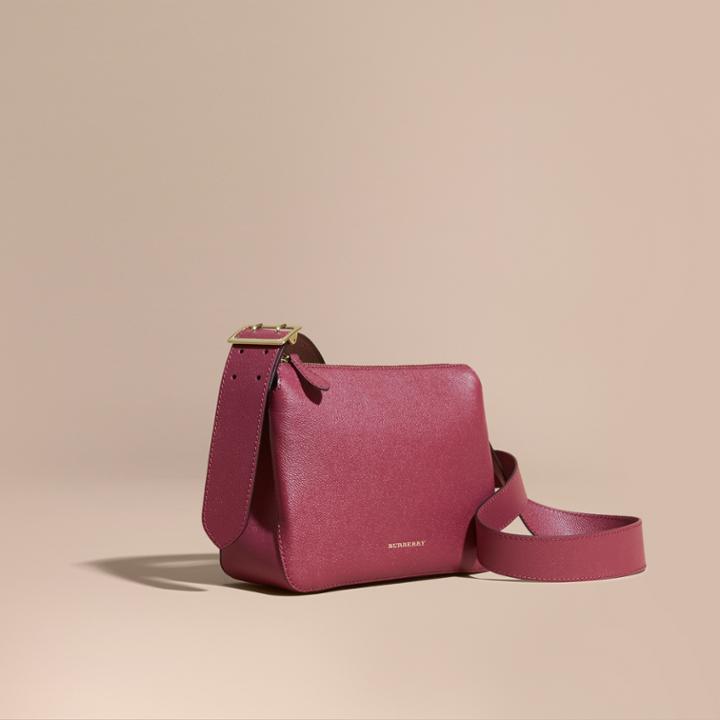 Burberry Burberry Buckle Detail Leather Crossbody Bag, Purple