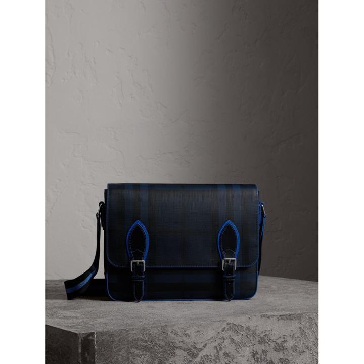 Burberry Burberry Medium Two-tone London Check Messenger Bag, Blue