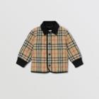 Burberry Burberry Childrens Corduroy Trim Vintage Check Diamond Quilted Jacket, Size: 2y, Beige