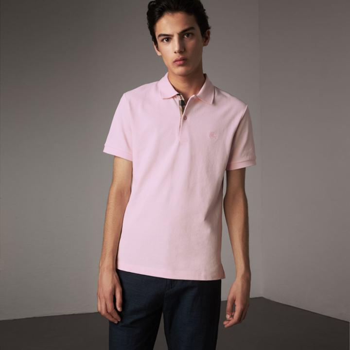 Burberry Burberry Check Placket Cotton Piqu Polo Shirt, Size: Xxl, Pink