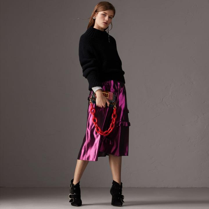 Burberry Burberry Ruffle Detail Lam Skirt, Size: 04