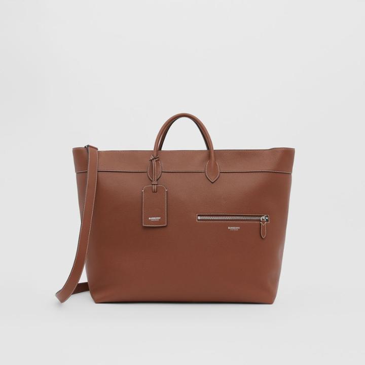Burberry Burberry Grainy Leather Holdall, Brown