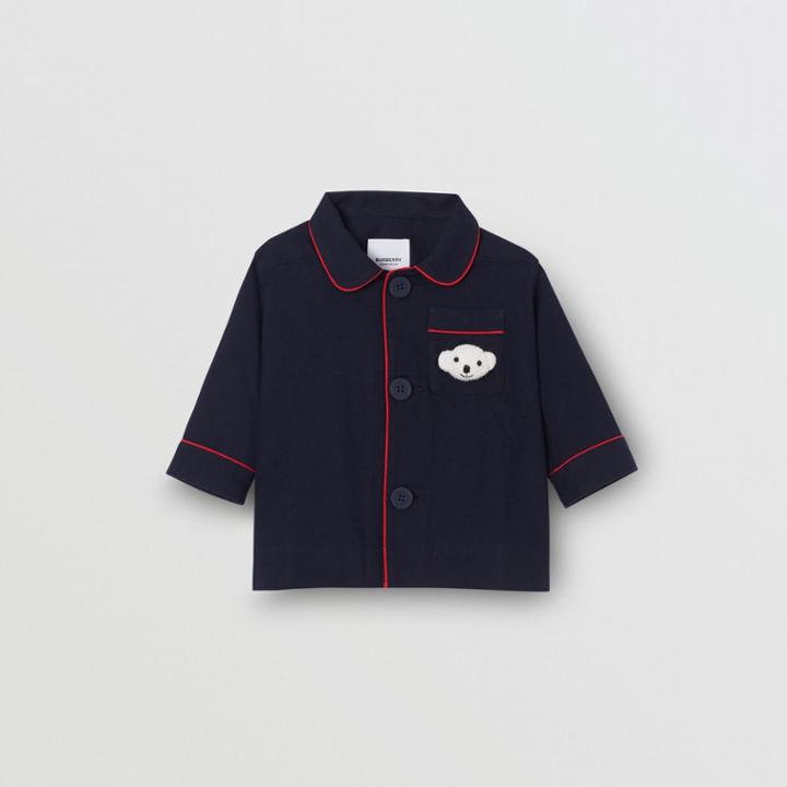 Burberry Burberry Childrens Thomas Bear Detail Cotton Flannel Pyjama Shirt, Size: 18m, Blue