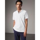 Burberry Burberry Check Placket Cotton Piqu Polo Shirt, Size: Xxl, White
