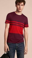 Burberry Stripe Print Cotton T-shirt