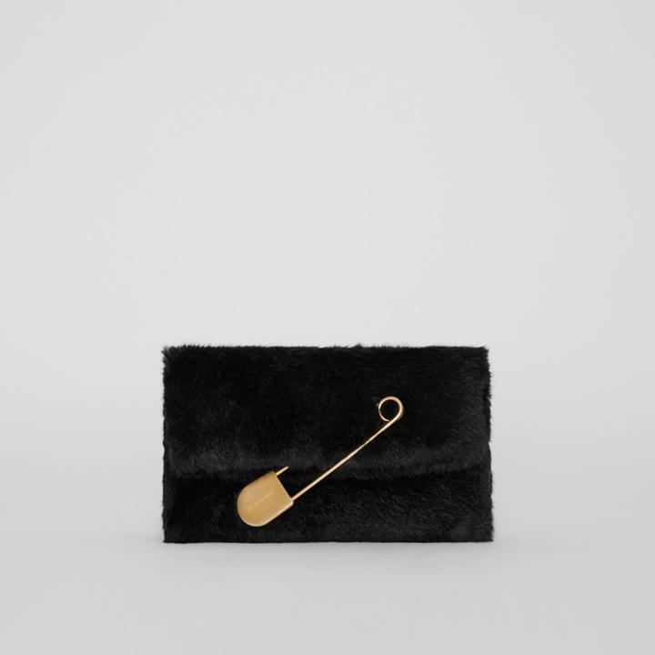 Burberry Burberry The Medium Pin Clutch In Faux Fur, Black
