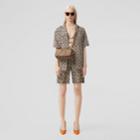 Burberry Burberry Monogram Print Silk Crepe De Chine Shorts, Size: 0