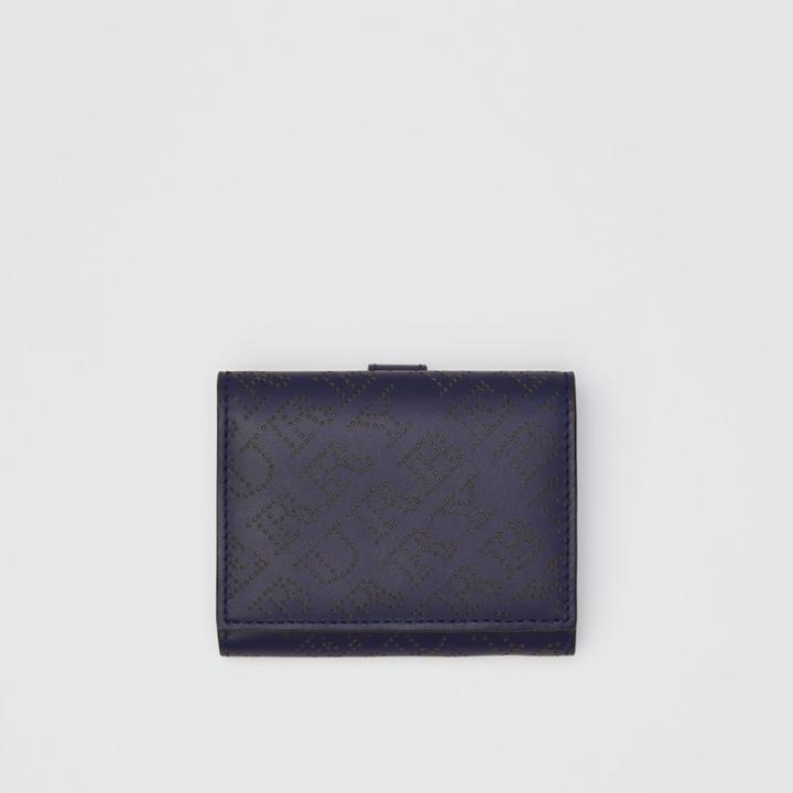 Burberry Burberry Small Perforated Logo Leather Wallet, Blue
