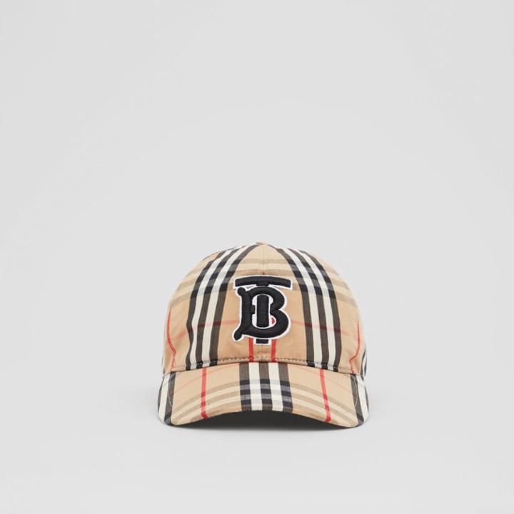 Burberry Burberry Monogram Motif Vintage Check Cotton Baseball Cap, Size: Xl, Beige