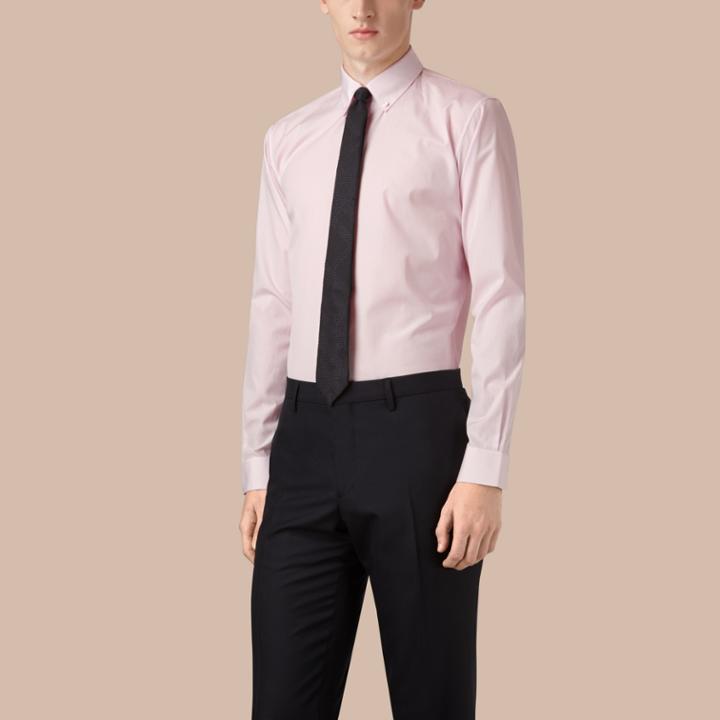 Burberry Burberry Modern Fit Button-down Collar Micro Check Cotton Shirt, Size: 17.5, Pink
