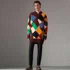 Burberry Burberry Patchwork Wool V-neck Sweater, Red