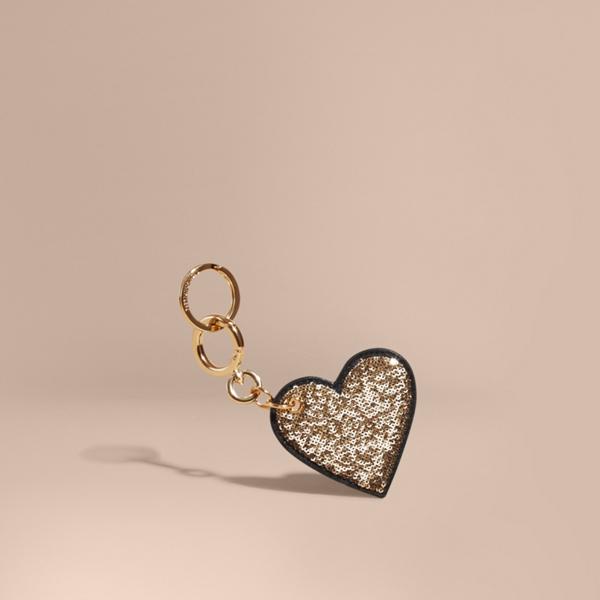 Burberry Sequinned Heart Suede Key Charm