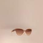 Burberry Burberry Check Detail Round Cat-eye Sunglasses, Beige