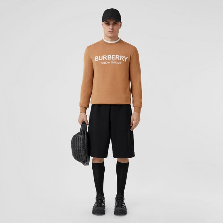 Burberry Burberry Logo Intarsia Wool Blend Sweater, Size: Xl