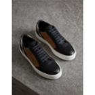 Burberry Burberry Check Detail Leather Trainers, Size: 35, Black