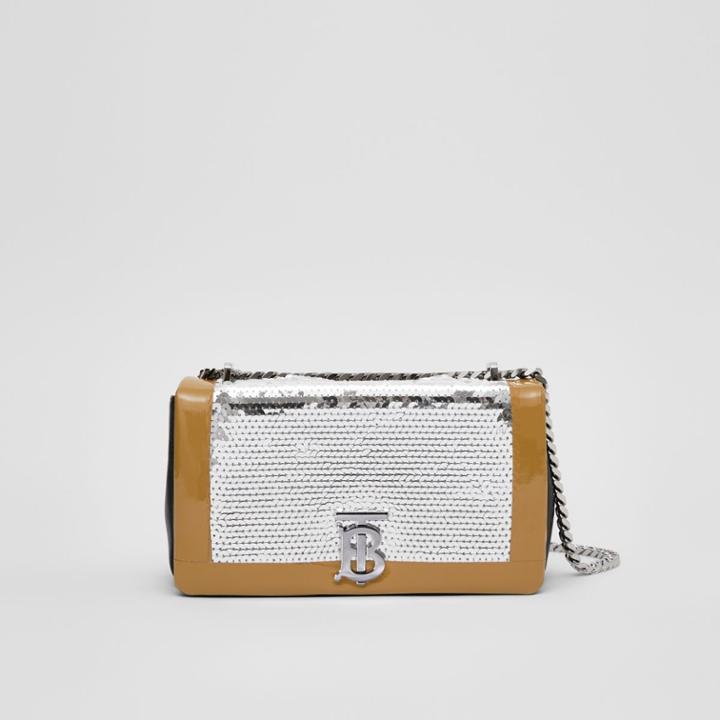 Burberry Burberry Small Tape Detail Sequinned Lambskin Lola Bag, Black