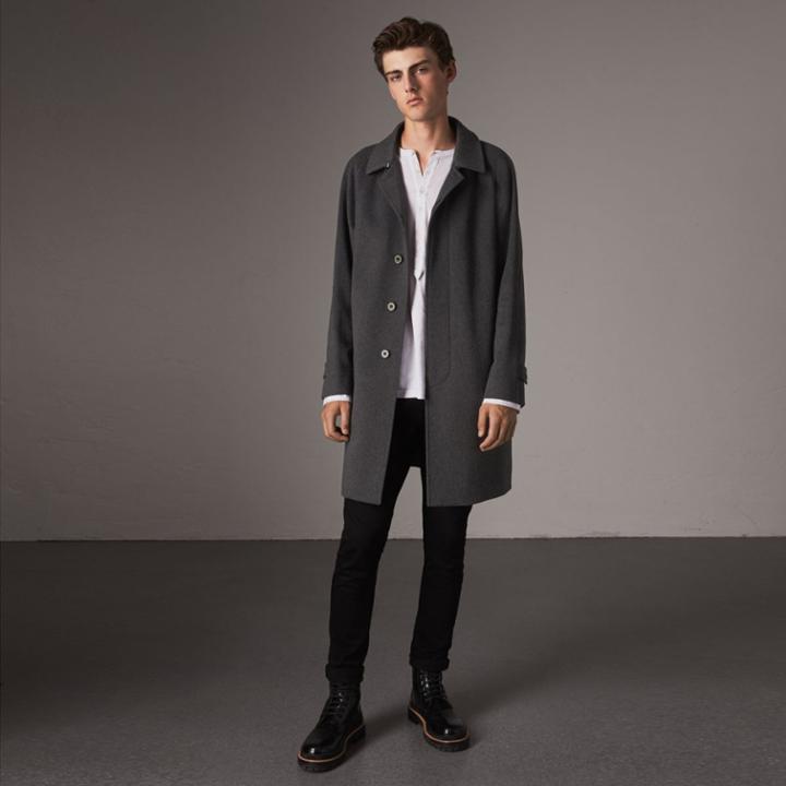 Burberry Burberry Cashmere Car Coat, Size: 42, Grey