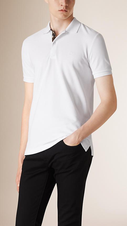Burberry Brit Check Placket Piqu Cotton Polo Shirt