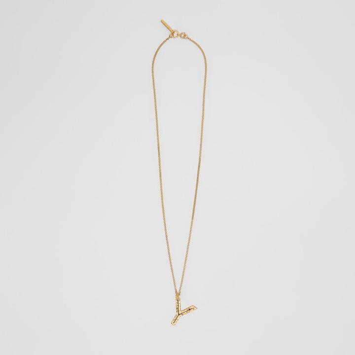 Burberry Burberry 'y' Alphabet Charm Gold-plated Necklace, Yellow
