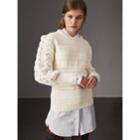 Burberry Burberry Oversized-sleeve Cable Knit Wool Cashmere Sweater, White