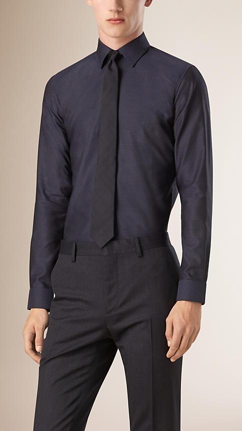 Burberry Slim Fit Micro-dot Cotton Shirt