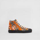 Burberry Burberry Monogram Linen Cotton Blend High-top Sneakers, Size: 39