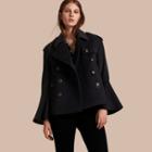 Burberry Wool Cashmere Pea Coat With Bell Sleeves