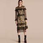 Burberry Embroidered Tulle Dress With Printed Silk Lining