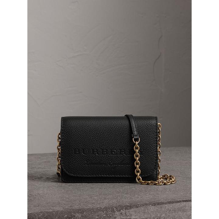 Burberry Burberry Embossed Leather Wallet With Detachable Strap