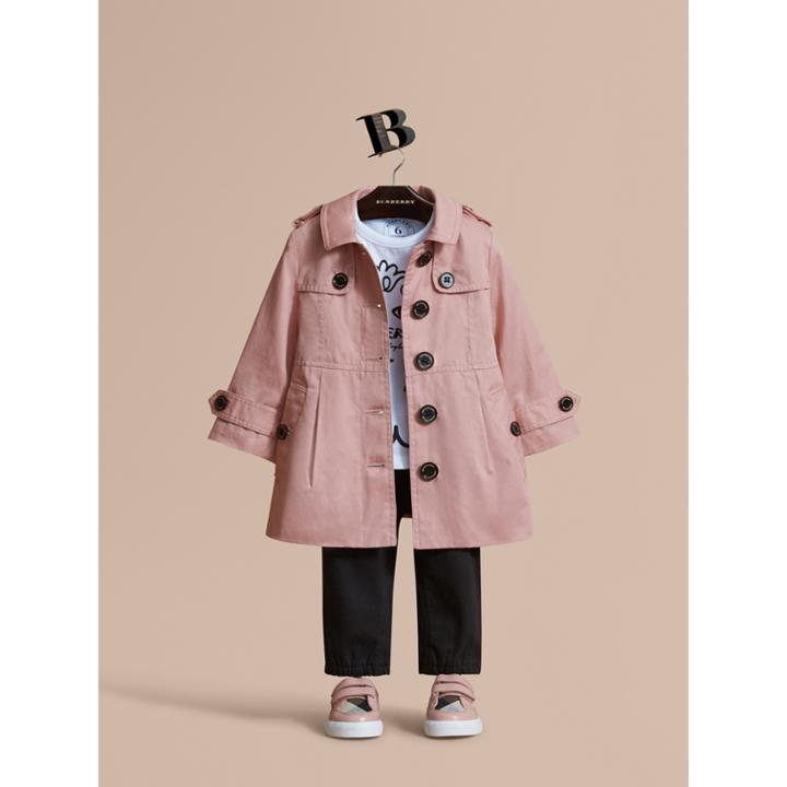 Burberry Burberry Cotton Single-breasted Trench Coat, Size: 3y, Pink