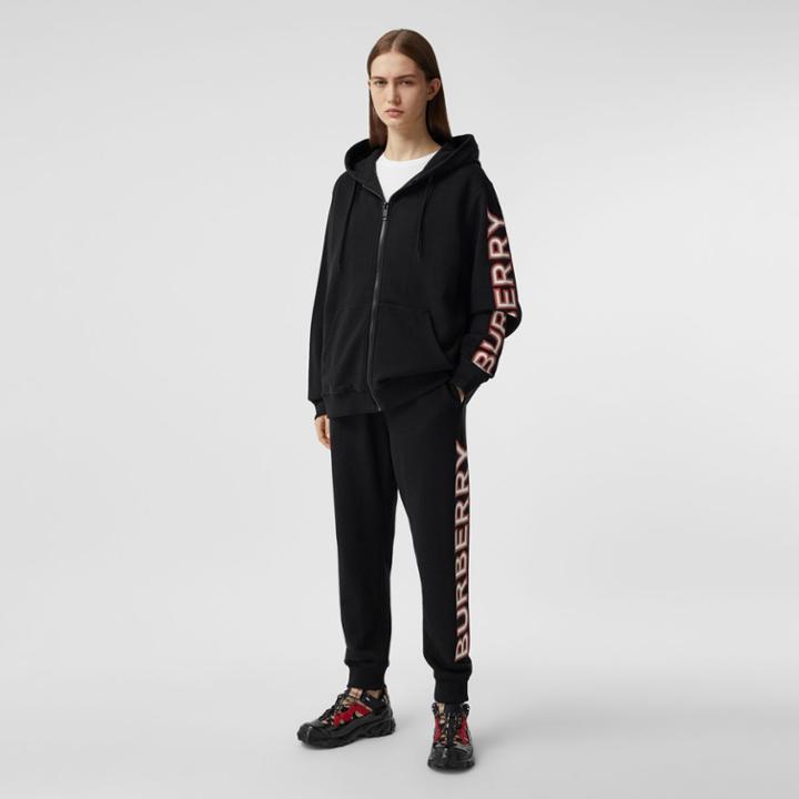 Burberry Burberry Logo Print Cotton Jogging Pants, Black