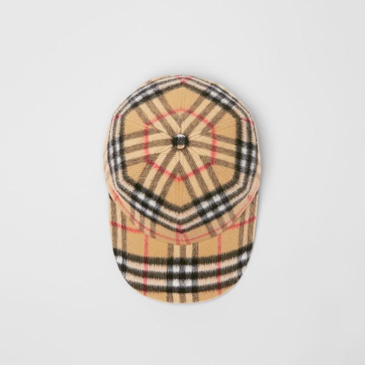 Burberry Burberry Vintage Check Wool Baseball Cap, Size: M, Yellow
