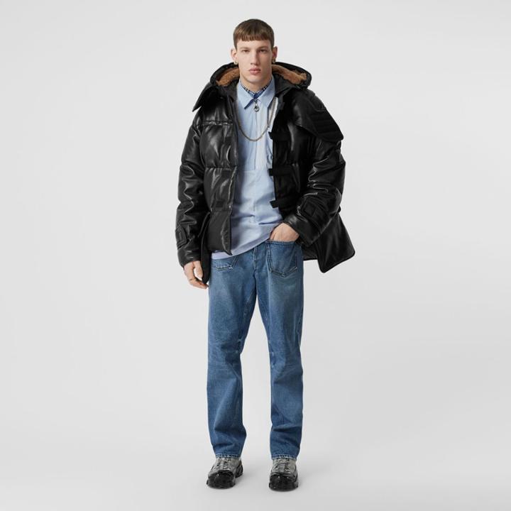Burberry Burberry Plonge Lambskin Puffer Jacket, Size: Xxl, Black