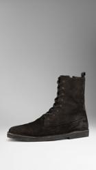 Burberry Burberry Suede Lace-up Boots, Size: 40.5, Black