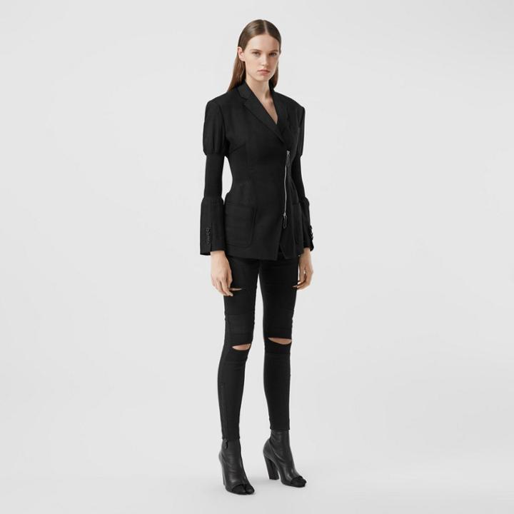 Burberry Burberry Technical Twill Reconstructed Blazer, Size: 02, Black