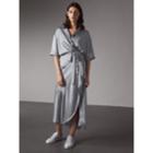 Burberry Burberry Washed Silk Satin Tie-waist Shirt Dress, Size: 02, Blue