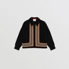 Burberry Burberry Childrens Icon Stripe Detail Wool Cashmere Cardigan, Size: 12y, Black