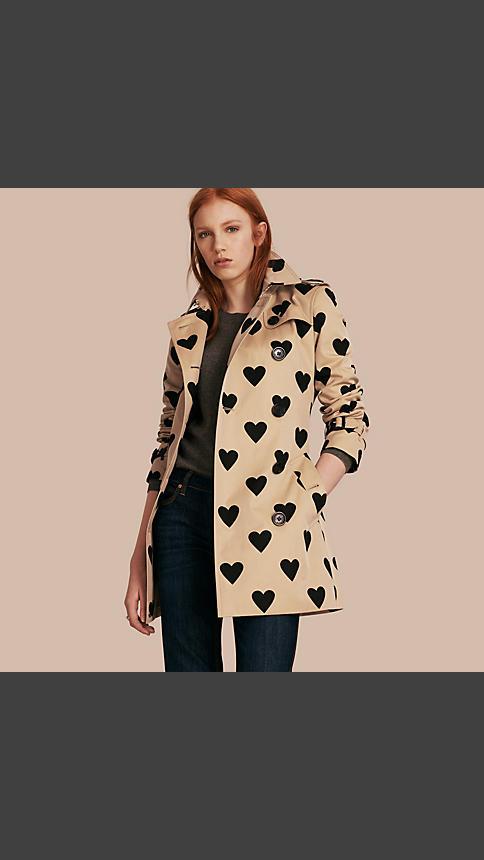 Burberry Heart Print Cotton Trench Coat