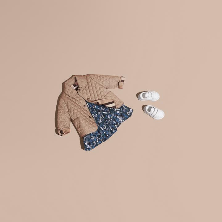 Burberry Burberry Check Detail Diamond Quilted Jacket, Size: 18m, Grey