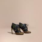 Burberry Burberry Buckle Detail Leather And Snakeskin Ankle Boots, Size: 36.5, Green