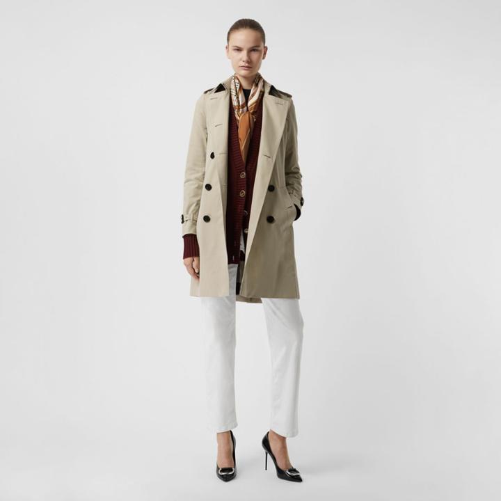 Burberry Burberry Kensington Fit Cotton Gabardine Trench Coat, Size: 00, Beige