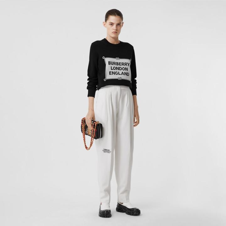 Burberry Burberry Rigging Intarsia Merino Wool Sweater, Size: Xs, Black